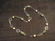 Green Aventurine and Afganistan Jade Chain Necklace